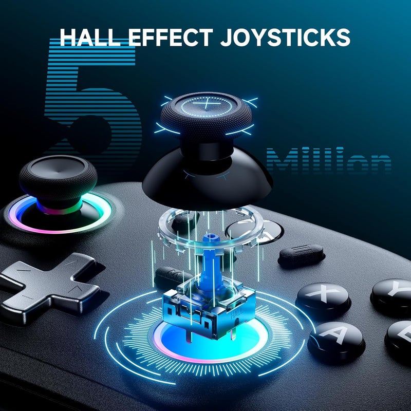 ECHTPower Store PC Gaming Controller–Wireless for PC with Hall-Effect Joysticks, 1000Hz Polling Rate, No Drift, Turbo & Vibration, Compatible with Windows/Switch/iOS/Android/Steam –Place & Charge Dock - Image 2